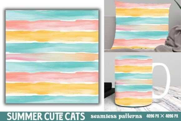 Bring Playful Energy to Your Designs with Summer Cute Cats Digital Paper