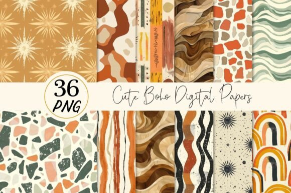 Cute Boho Digital Papers: A Versatile Design Resource