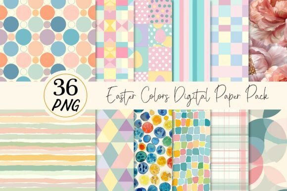 Easter Colors Digital Paper Pack: 36 Vibrant Designs