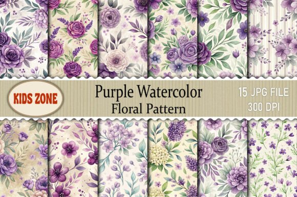 Elevating Design Projects with a Purple Watercolor Floral Pattern