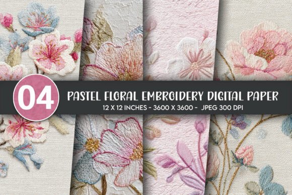 Evaluating Pastel Floral Embroidery Digital Paper for Creative Projects