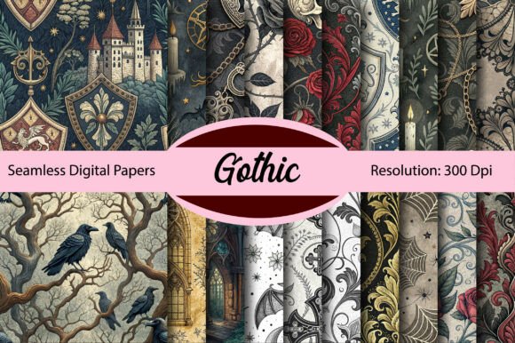 Gothic Seamless Digital Paper: Bold Designs