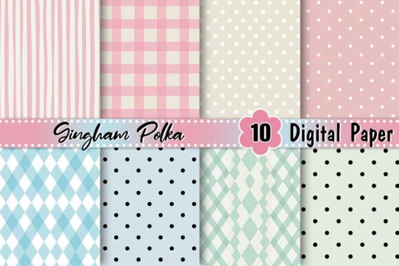 Kids Gingham Polka Digital Paper: Playful Patterns for Design