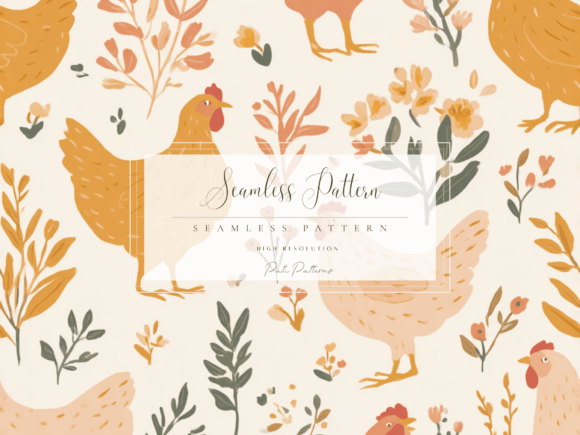 Modern Folk Chicken Seamless Pattern Guide
