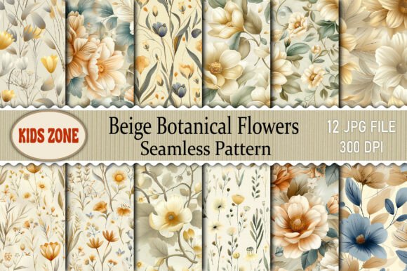 Transform Your Projects with a Beige Botanical Flowers Seamless Pattern