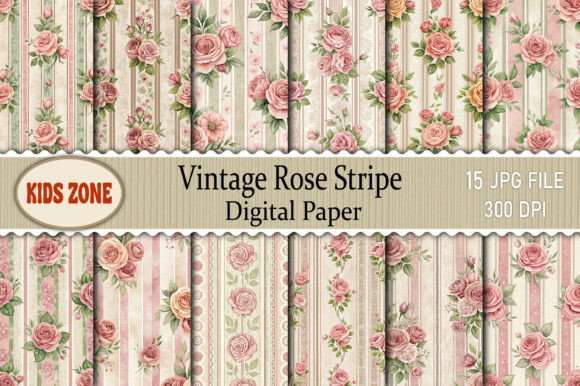 Unlocking Creativity with Vintage Rose Stripe Digital Paper