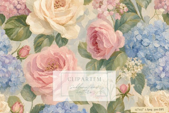 Unlocking the Charm of Blush Rose and Blue Hydrangea Oil-Painted Patterns for Modern Design