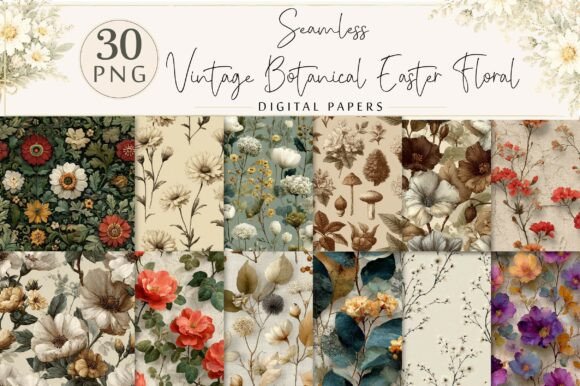 Vintage Botanical Easter Floral Pattern Guide
